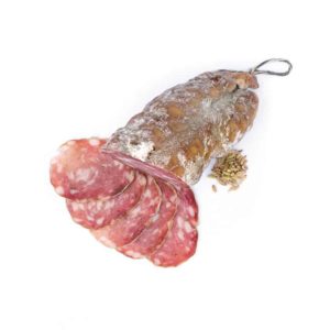 Saucisson sec au fenouil. Vente en direct de la salaison familiale. Charcuterie artisanale, saucisson, saucisse, diot, jambon, de Haute-Savoie & viande de qualité supérieure en ligne.